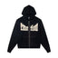Mixed Emotion Studded Gothic Logo Zip‑Up Hoodie