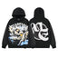 Mixed Emotion Vintage Angel Graphic Rhinestone‑Sleeve Hoodie