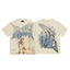 Mixed Emotion Cream Tee – Rhinestone Graffiti Angel Dove Print