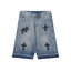 Chrome Hearts Classic Blue & Black Cross Patch Denim Shorts