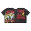 Mixed Emotion Black Washed Tee – Red Emotion Warning Skull Print