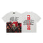 Mixed Emotion White Tee – Red Gothic Cross Cthulhu Print