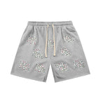 Mixed Emotion Casual Shorts – Rhinestone Gothic Letter Print