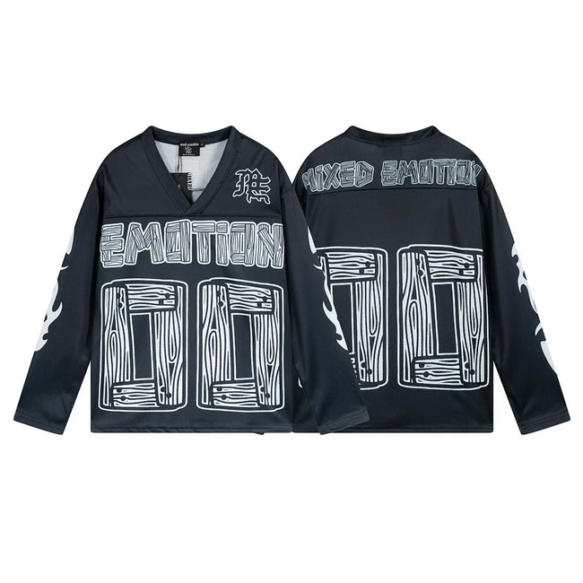 Mixed Emotion 00 Wood Grain Print Long‑Sleeve Hockey Jersey Hover Image