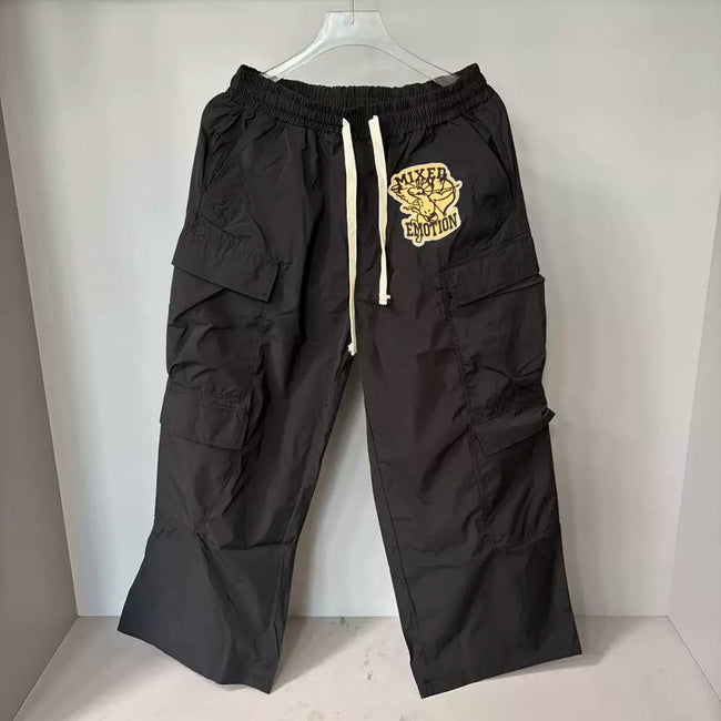 Mixed Emotion Patch Nylon Wide Leg Cargo Pants Main Image