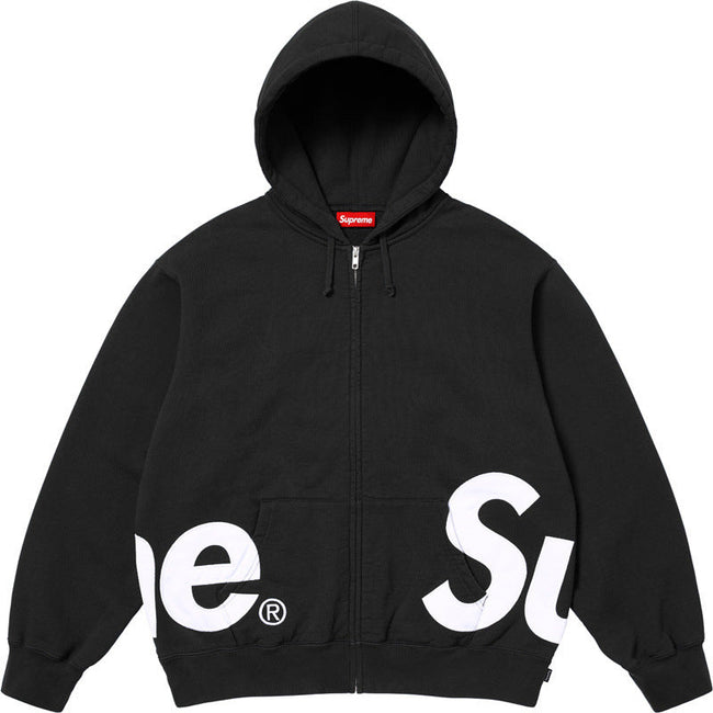 Supreme Big Logo Hooded Zip-Up Sweatshirt - Black Hover Image