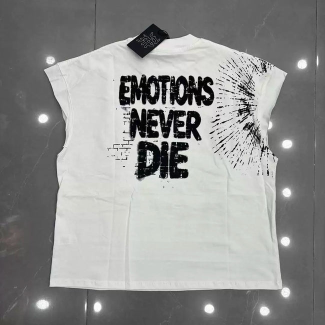 Mixed Emotion White Tank Top – Emotion Denied Dark Print Main Image