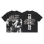 Mixed Emotion Black Tee – Gothic Cross Alien Print