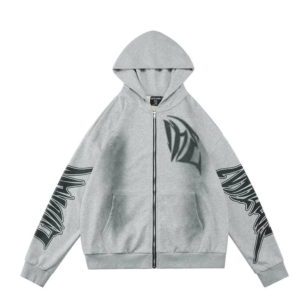 Mixed Emotion Grey Hoodie – Black Art Font Back Print