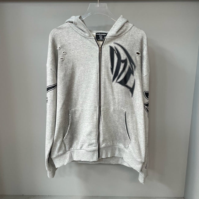 Mixed Emotion Grey Hoodie – Black Art Font Back Print Main Image