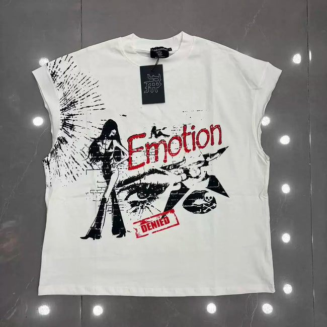 Mixed Emotion White Tank Top – Emotion Denied Dark Print Hover Image
