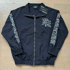 Mixed Emotion Rhinestone Logo Zip‑Up Track Jacket