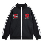 Mixed Emotion Cupid Angel Print Zip‑Up Track Jacket