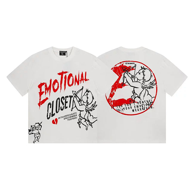 Mixed Emotion White Tee – Emotional Closet Cupid Print Hover Image
