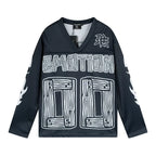 Mixed Emotion 00 Wood Grain Print Long‑Sleeve Hockey Jersey