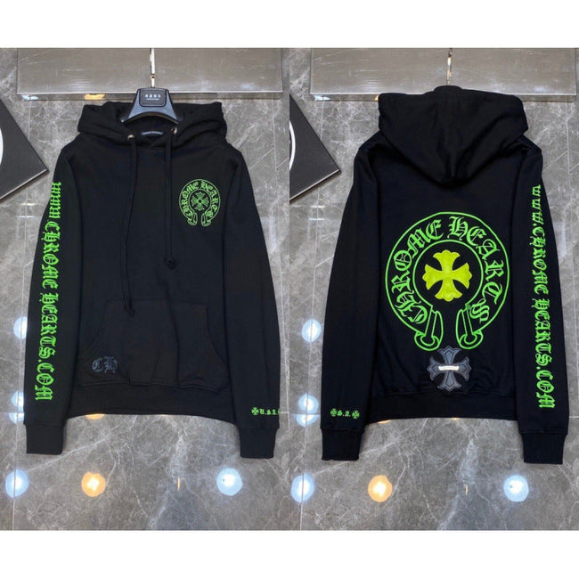 Chrome Hearts Neon Cross Horseshoe Zip-Up Hoodie (Black) Hover Image