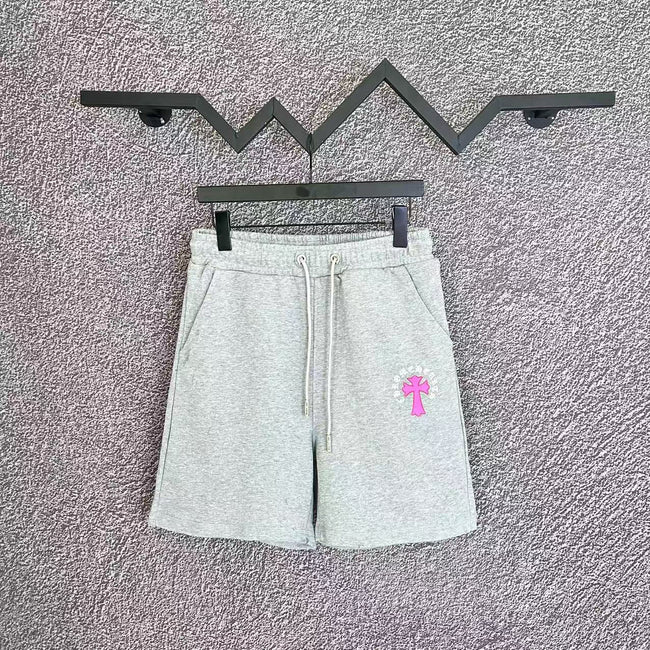 Chrome Hearts Light Gray & Pink Cross Logo Sweatshorts Hover Image